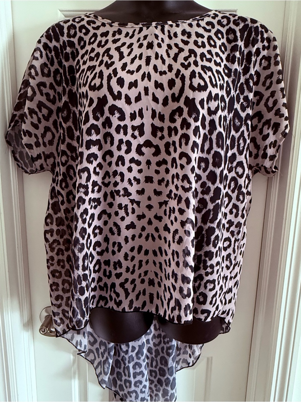 Torrid Leopard Print Sheer High-Low Blouse - Taupe/Black